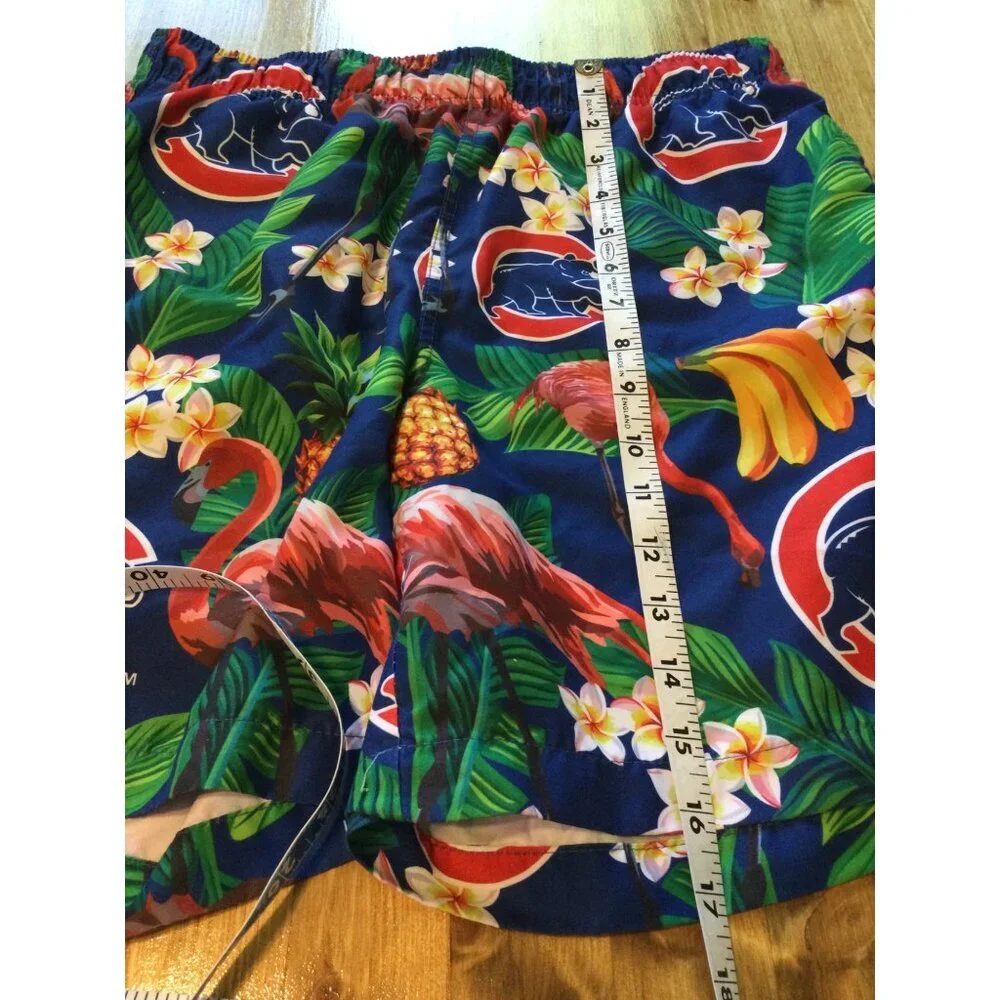 Chicago Cubs Hawaiian Style Swim Trunks Mens S Tropical Flamingo Pineapple Print